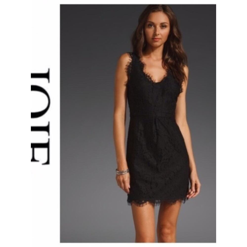 Joie Black Lace Over Blue V-Neck Mini Dress Size S Cocktail Party Designer